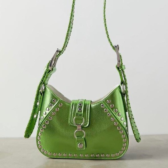 Shoulder/Crossbody Bag in Chrome Green ( Silver Accents ) - Picture 1 of 3